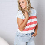 Piper Striped Knit Top - Coral FINAL SALE