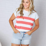 Piper Striped Knit Top - Coral FINAL SALE