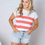 Piper Striped Knit Top - Coral FINAL SALE