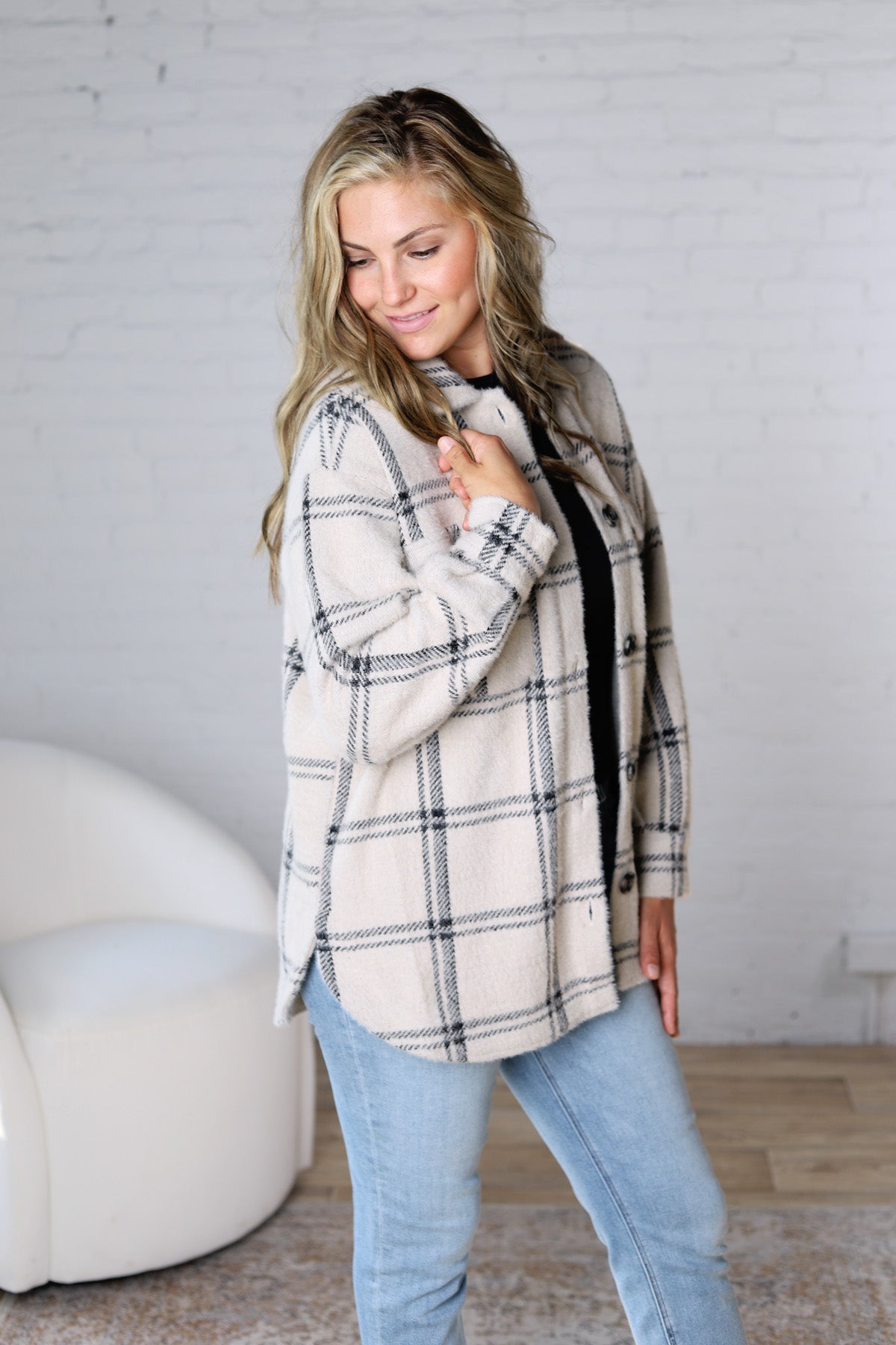 Plaid Trucker Jacket by Z Supply - Crystal Grey