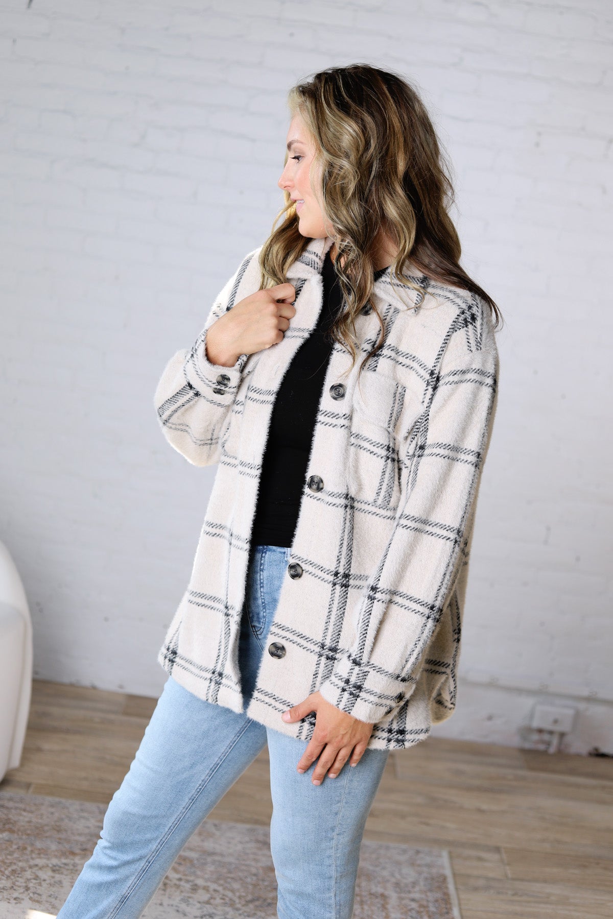 Plaid Trucker Jacket by Z Supply - Crystal Grey