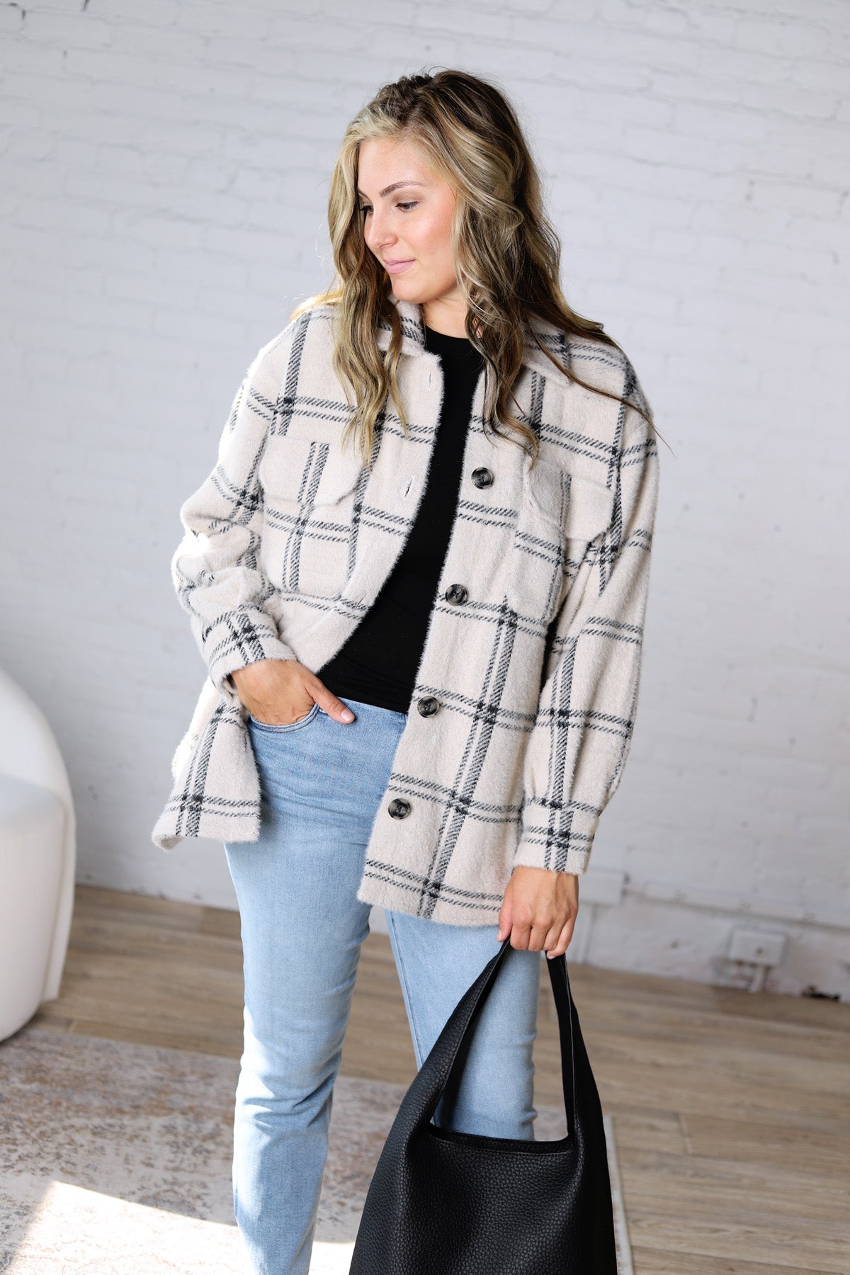 Plaid Trucker Jacket by Z Supply - Crystal Grey