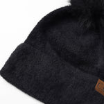 Plush Chenille Pom Beanie - Black