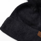 Plush Chenille Pom Beanie - Black