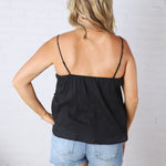 Poppy Flare Tank Embroidery Mesh Lace - Black FINAL SALE