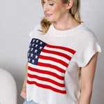 Poriony Star and American Flag Sweater Top