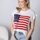 Poriony Star and American Flag Sweater Top
