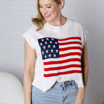Poriony Star and American Flag Sweater Top