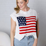 Poriony Star and American Flag Sweater Top