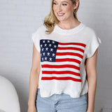 Poriony Star and American Flag Sweater Top