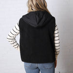 Posie Sherpa Fleece Hooded Vest - Black