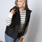 Posie Sherpa Fleece Hooded Vest - Black