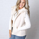 Posie Sherpa Fleece Hooded Vest - Ecru