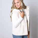 Posie Sherpa Fleece Hooded Vest - Ecru