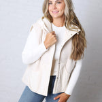 Posie Sherpa Fleece Hooded Vest - Ecru