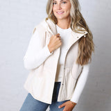 Posie Sherpa Fleece Hooded Vest - Ecru