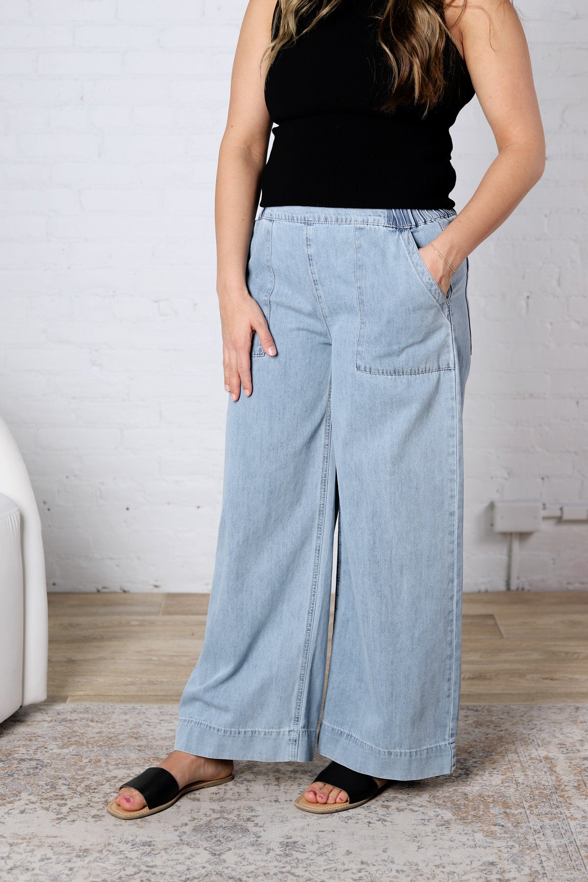 Preslie Wide Leg Denim Pants FINAL SALE