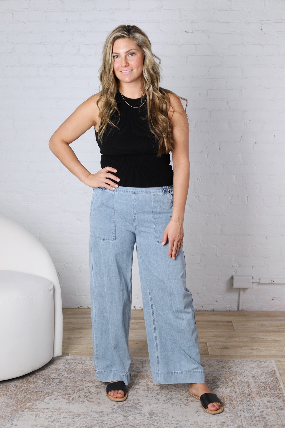 Preslie Wide Leg Denim Pants FINAL SALE