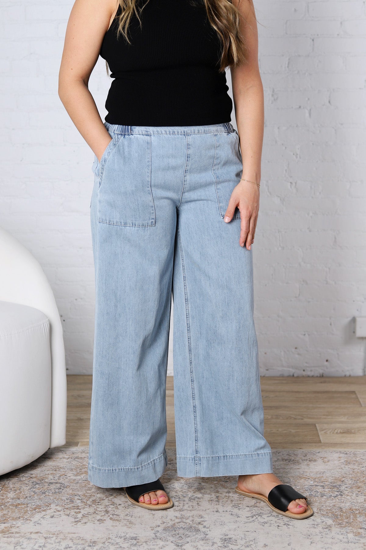 Preslie Wide Leg Denim Pants FINAL SALE