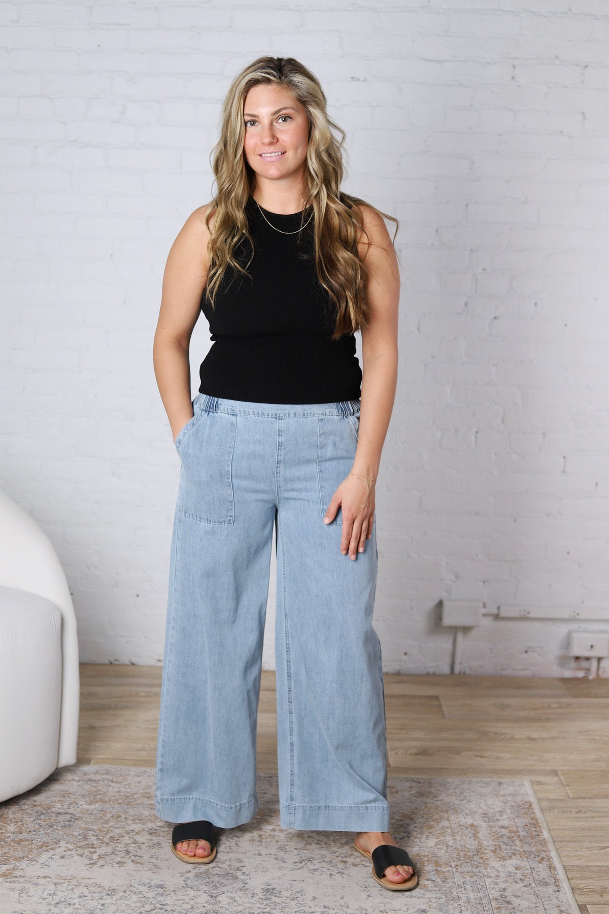 Preslie Wide Leg Denim Pants FINAL SALE