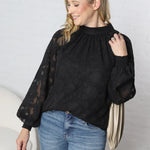 Prielle Textured Blouse - Black