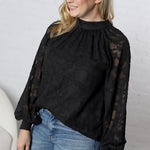 Prielle Textured Blouse - Black