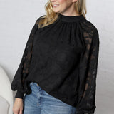 Prielle Textured Blouse - Black