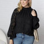 Prielle Textured Blouse - Black