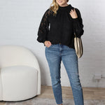 Prielle Textured Blouse - Black