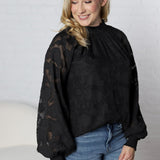 Prielle Textured Blouse - Black