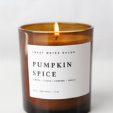 Pumpkin Spice 11 Oz Soy Candle - Amber Jar Wooden Lid