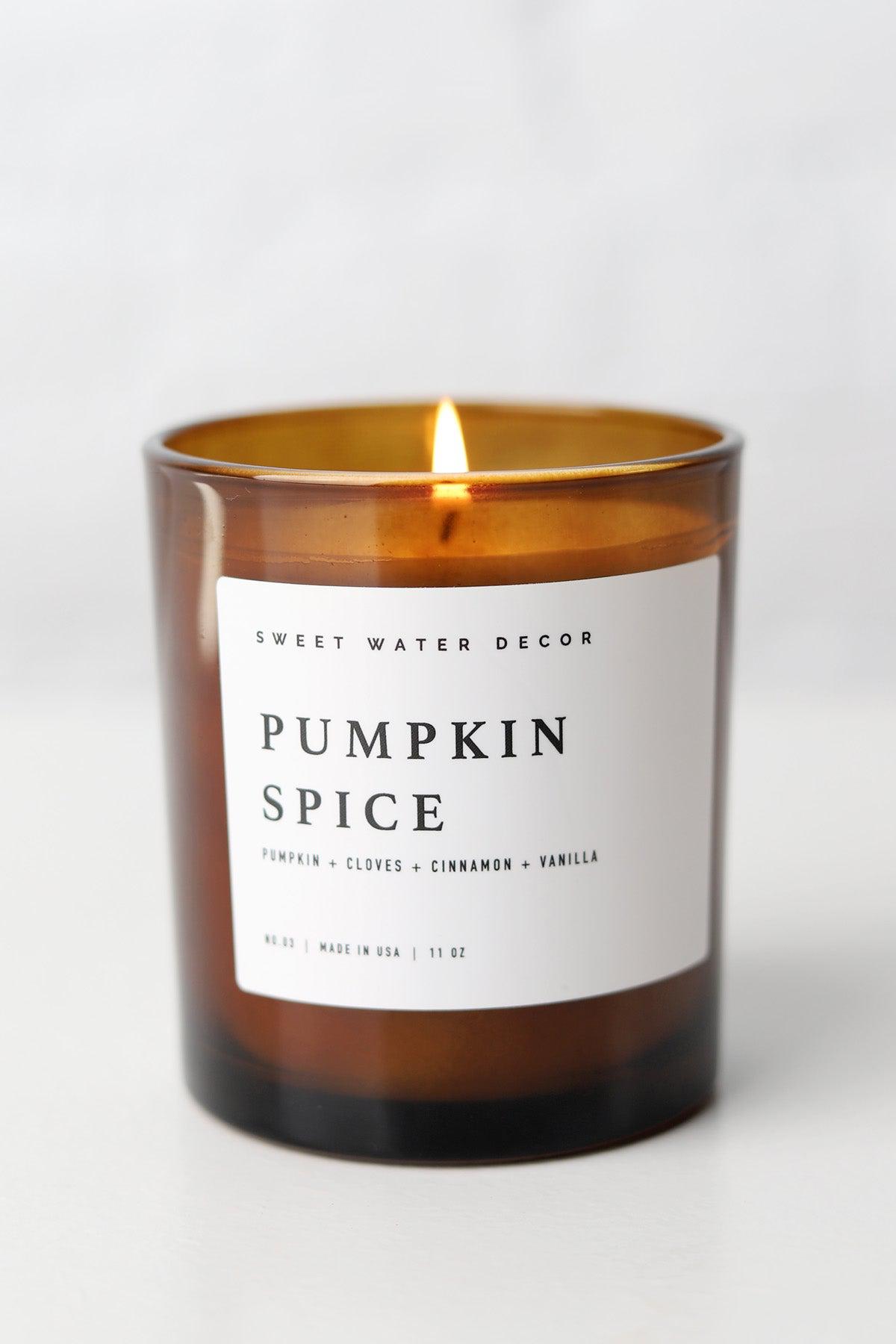 Pumpkin Spice 11 Oz Soy Candle - Amber Jar Wooden Lid