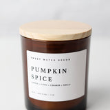 Pumpkin Spice 11 Oz Soy Candle - Amber Jar Wooden Lid