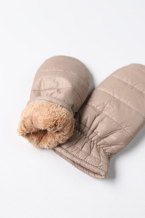Quilted Padded Mittens - Beige