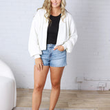 Quincy Layering Balloon Waffle Cardigan - Ivory