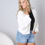 Quincy Layering Balloon Waffle Cardigan - Ivory