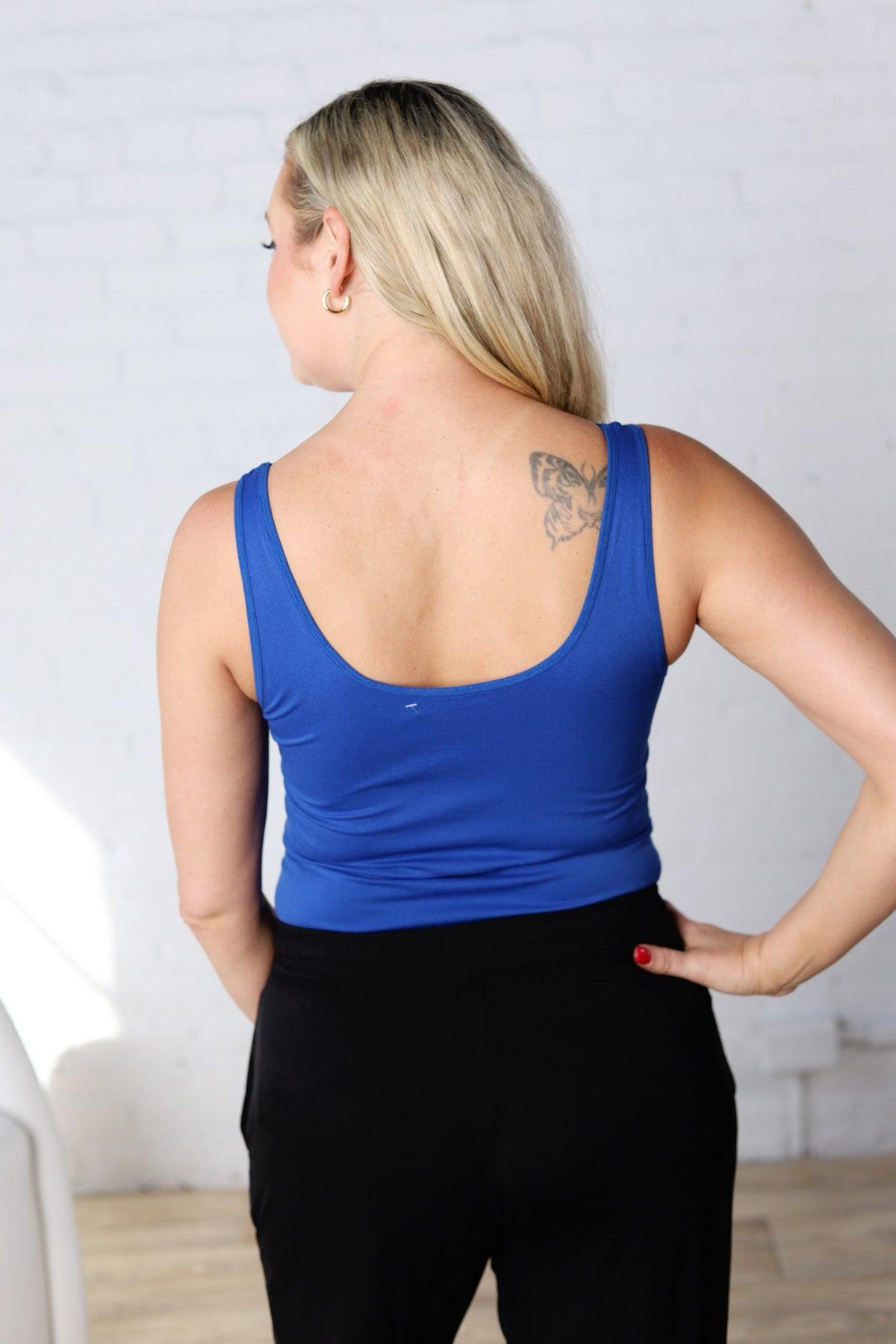 Quinn 2-Way Seamless Tank Top - Lt Navy