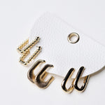Quinn Mixed Rectangular Hoop Earrings Set - Gold