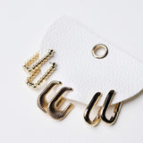 Quinn Mixed Rectangular Hoop Earrings Set - Gold