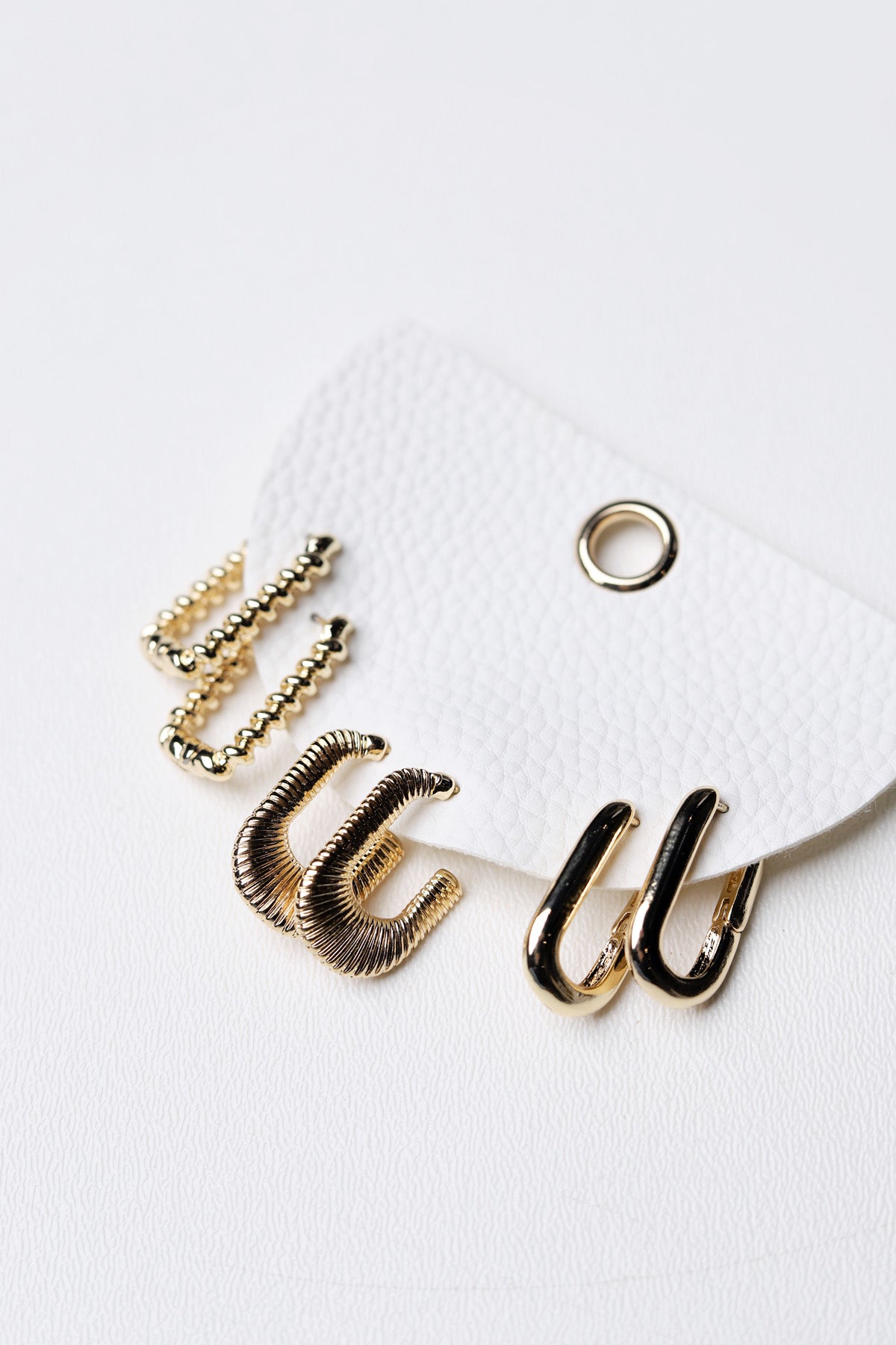 Quinn Mixed Rectangular Hoop Earrings Set - Gold