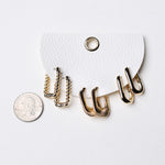 Quinn Mixed Rectangular Hoop Earrings Set - Gold