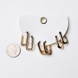 Quinn Mixed Rectangular Hoop Earrings Set - Gold