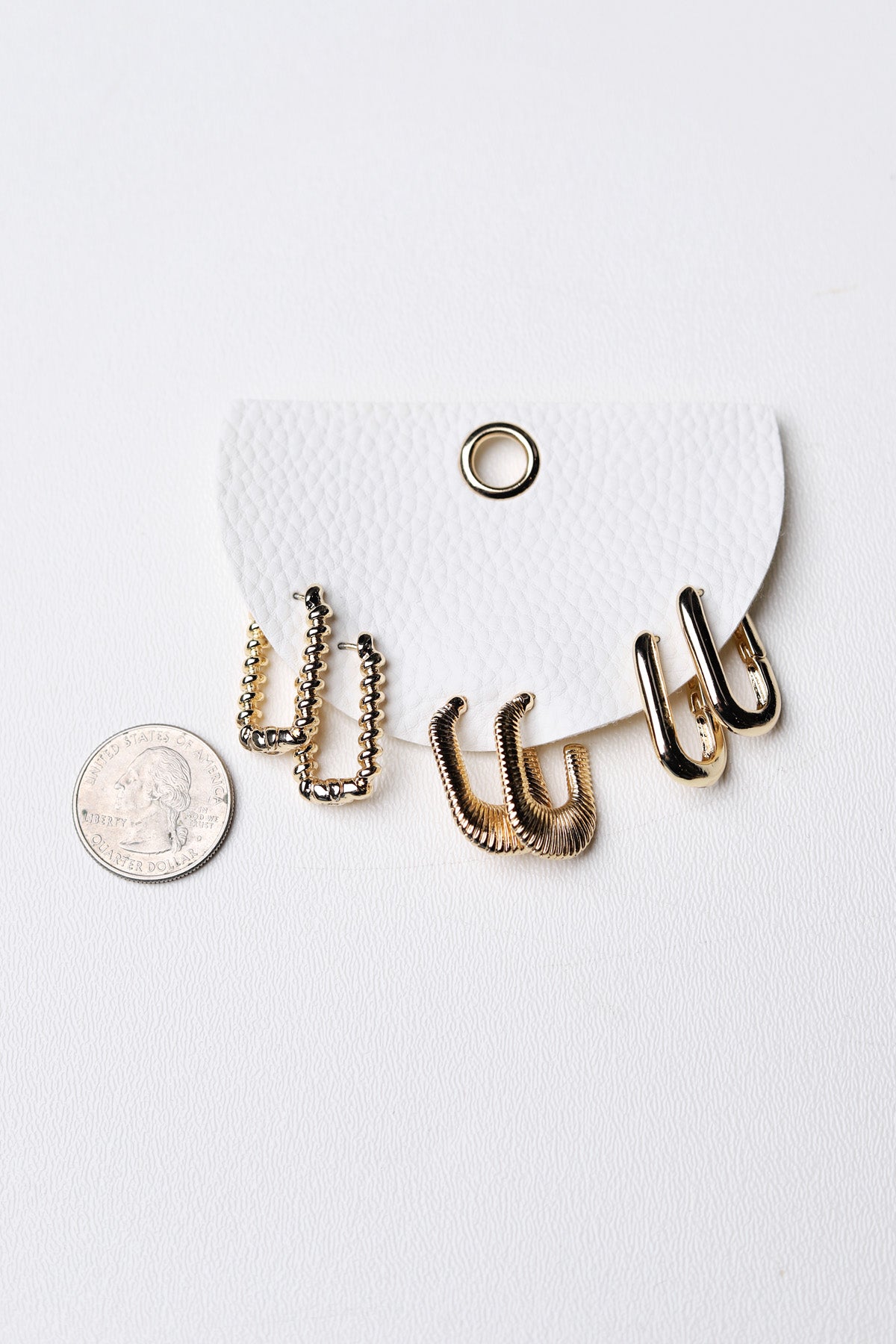 Quinn Mixed Rectangular Hoop Earrings Set - Gold