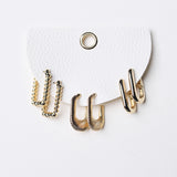 Quinn Mixed Rectangular Hoop Earrings Set - Gold