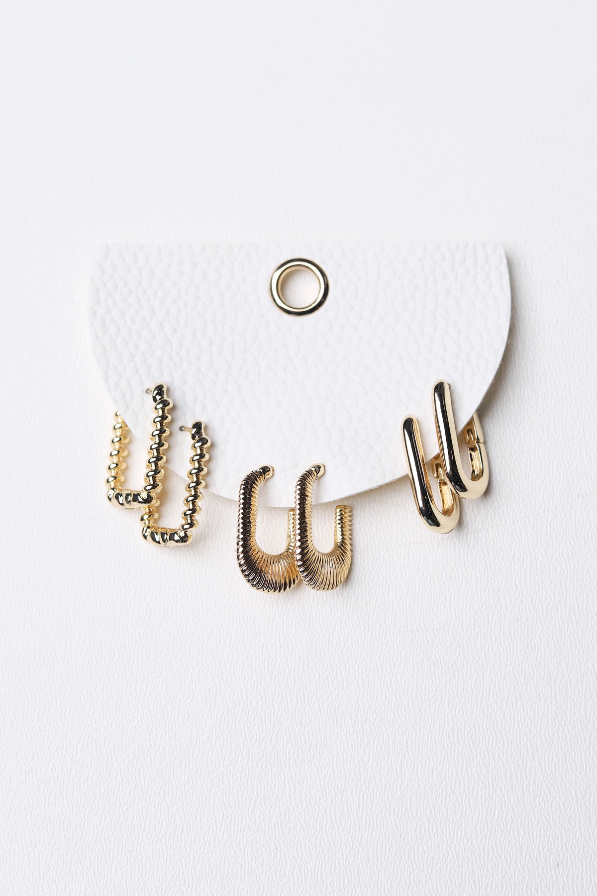 Quinn Mixed Rectangular Hoop Earrings Set - Gold