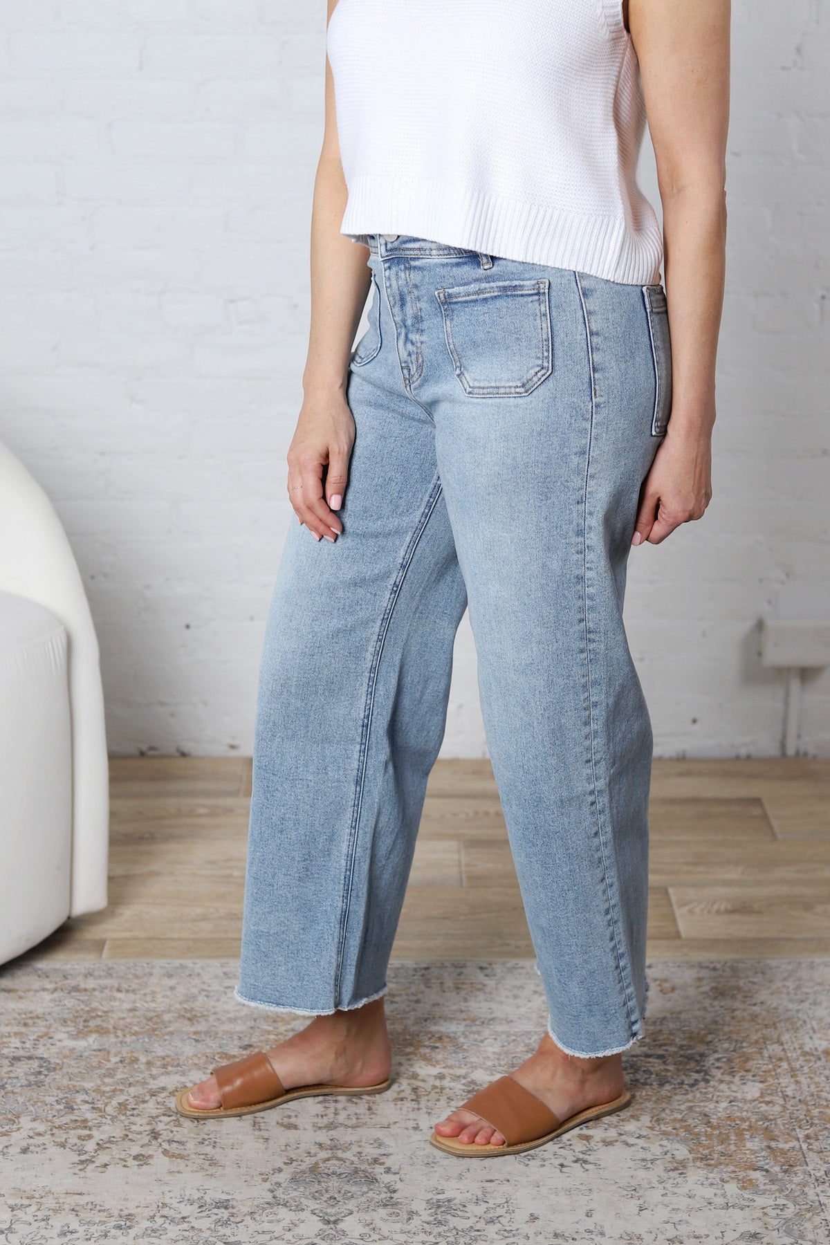 Quinnley Cropped Wide Leg Denim - Lt. Wash