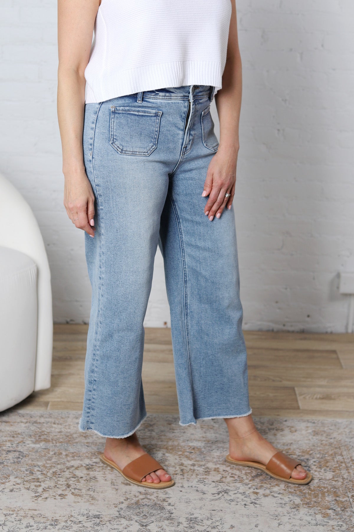 Quinnley Cropped Wide Leg Denim - Lt. Wash