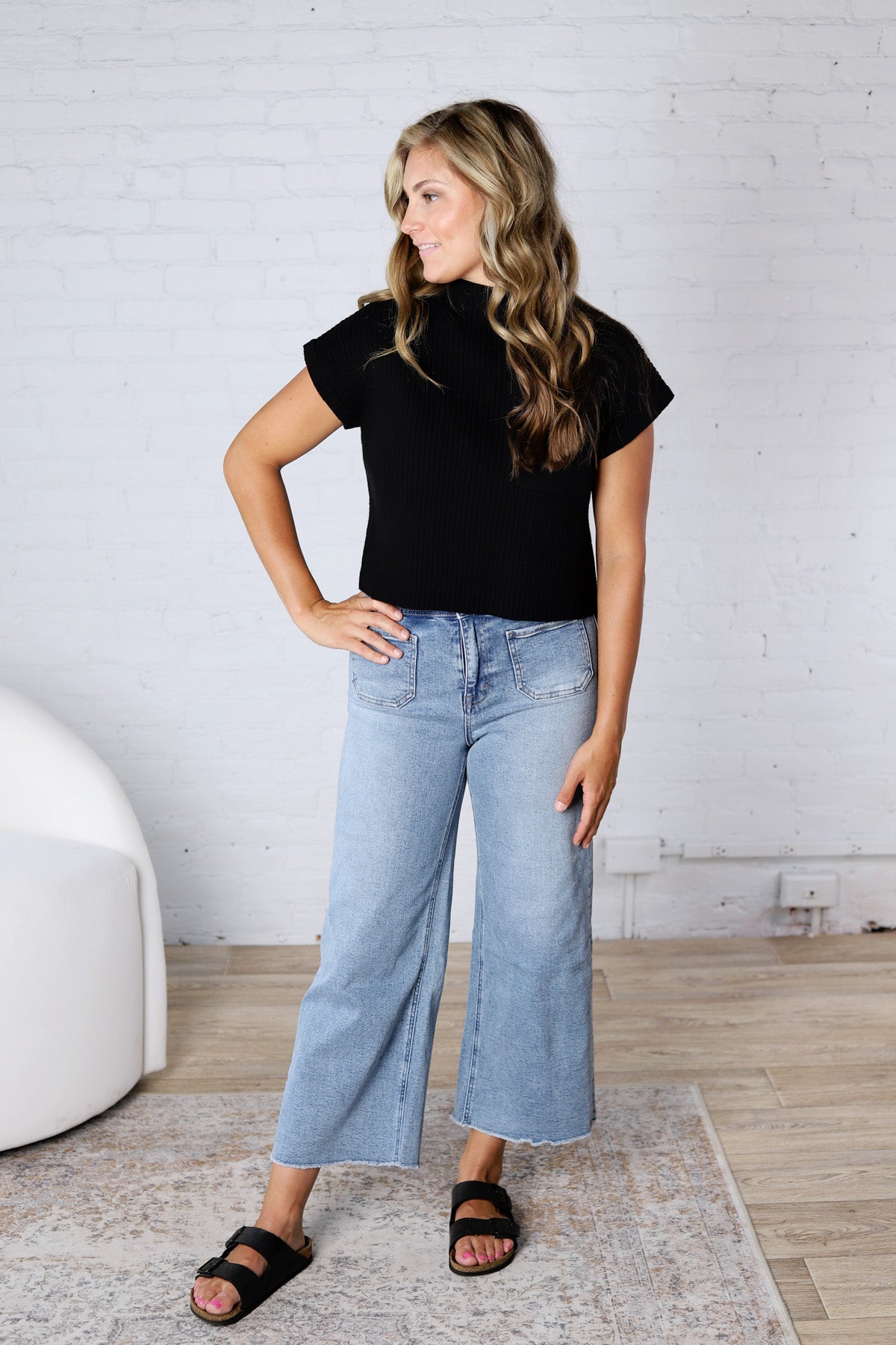 Quinnley Cropped Wide Leg Denim - Lt. Wash FINAL SALE