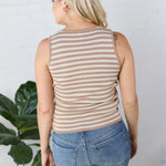 Raegyn Multi-Striped Sweater Tank - Mocha/Cream - FINAL SALE