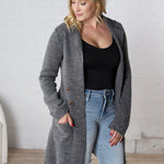 Raelle Open Basic Sweater Coat - Charcoal